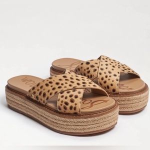 Sam Edelman Leopard Print Platform Espadrille Sandals - Tan